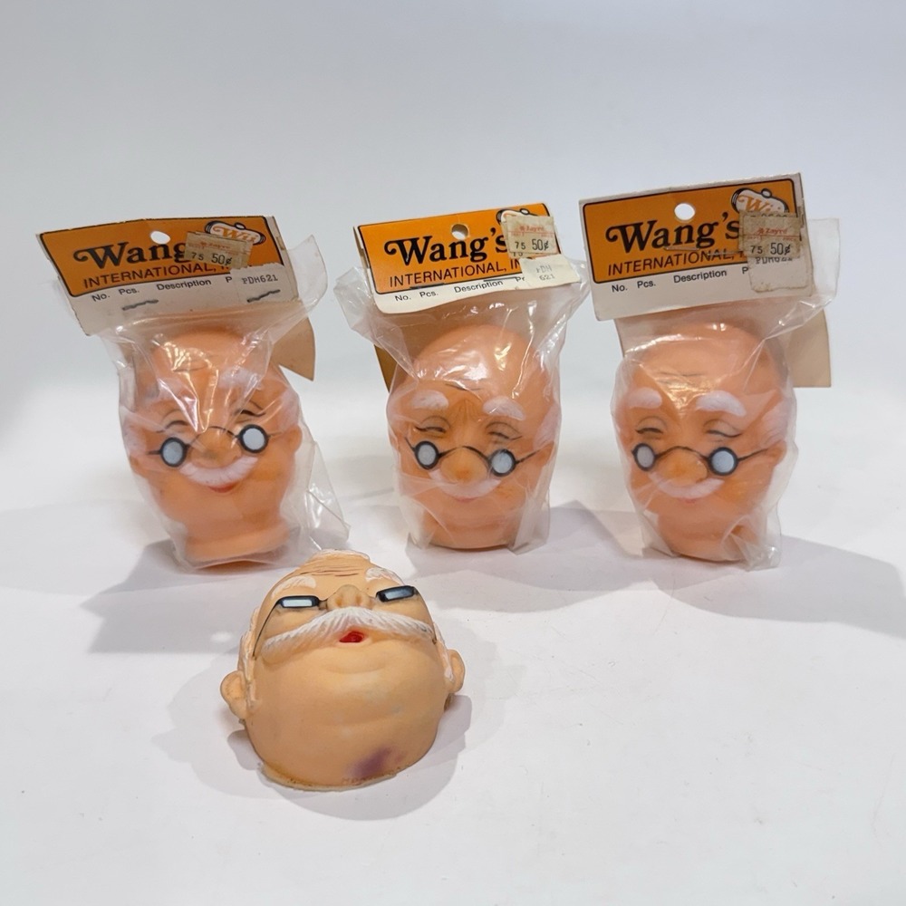 NEW Vintage Wang's International Craft Supplies Old Man Vinyl Doll Face Heads‎